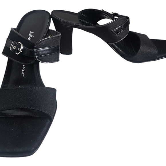 Olivia Ferragamo Black Leather Ankle Straps 4" Platform Heels Size 6 - Picture 4 of 10